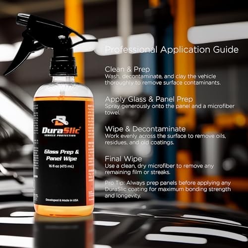 Professional-Grade Glass Prep & Panel Wipe 16oz - Streak-Free Surface Spray, Rem