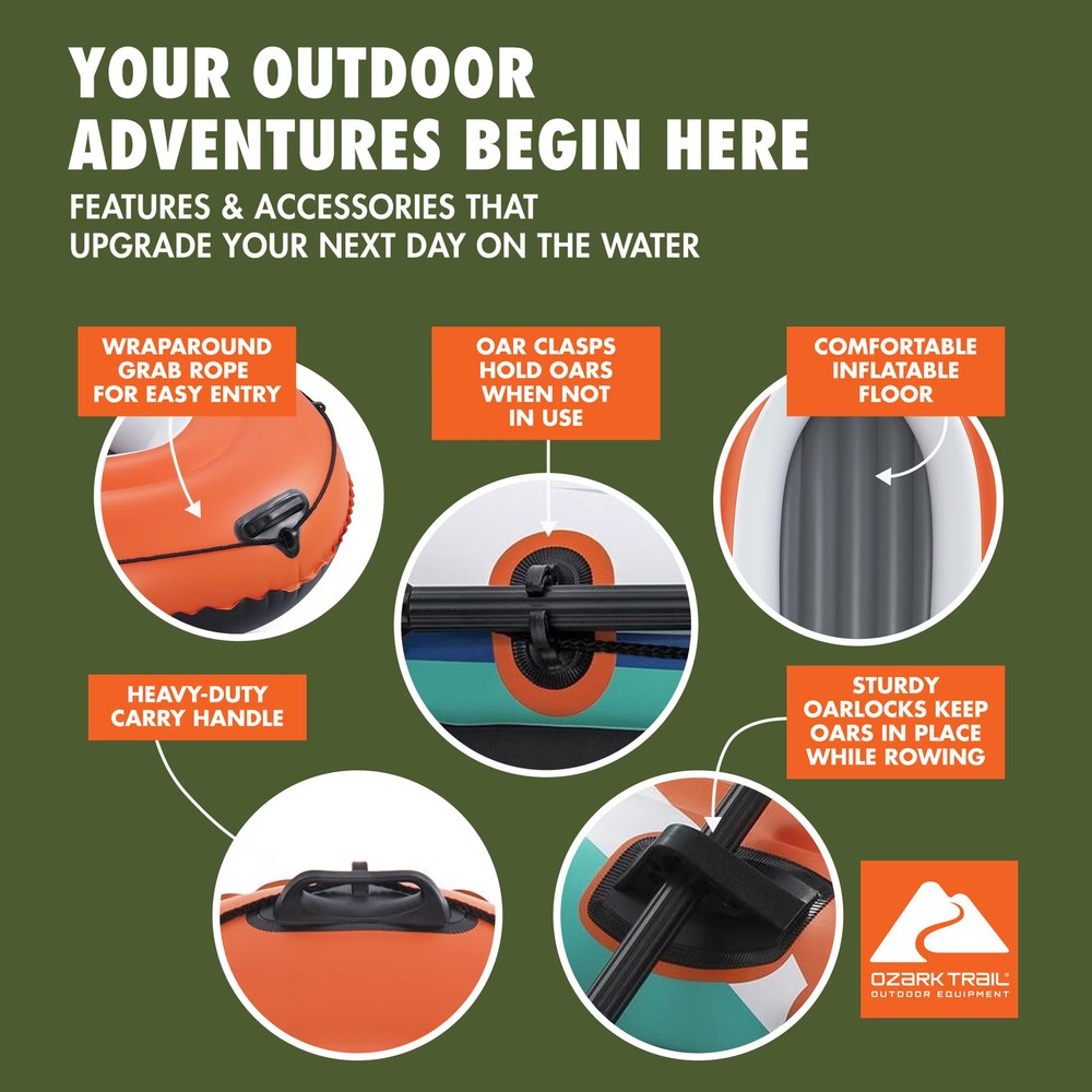 Ozark Trail 2 Person Inflatable River Raft Set