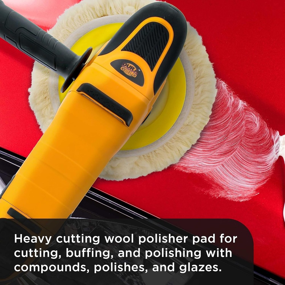 8" 100% Wool Hook & Loop Grip Buffing Pad for Compound Cutting & Polishing - ...