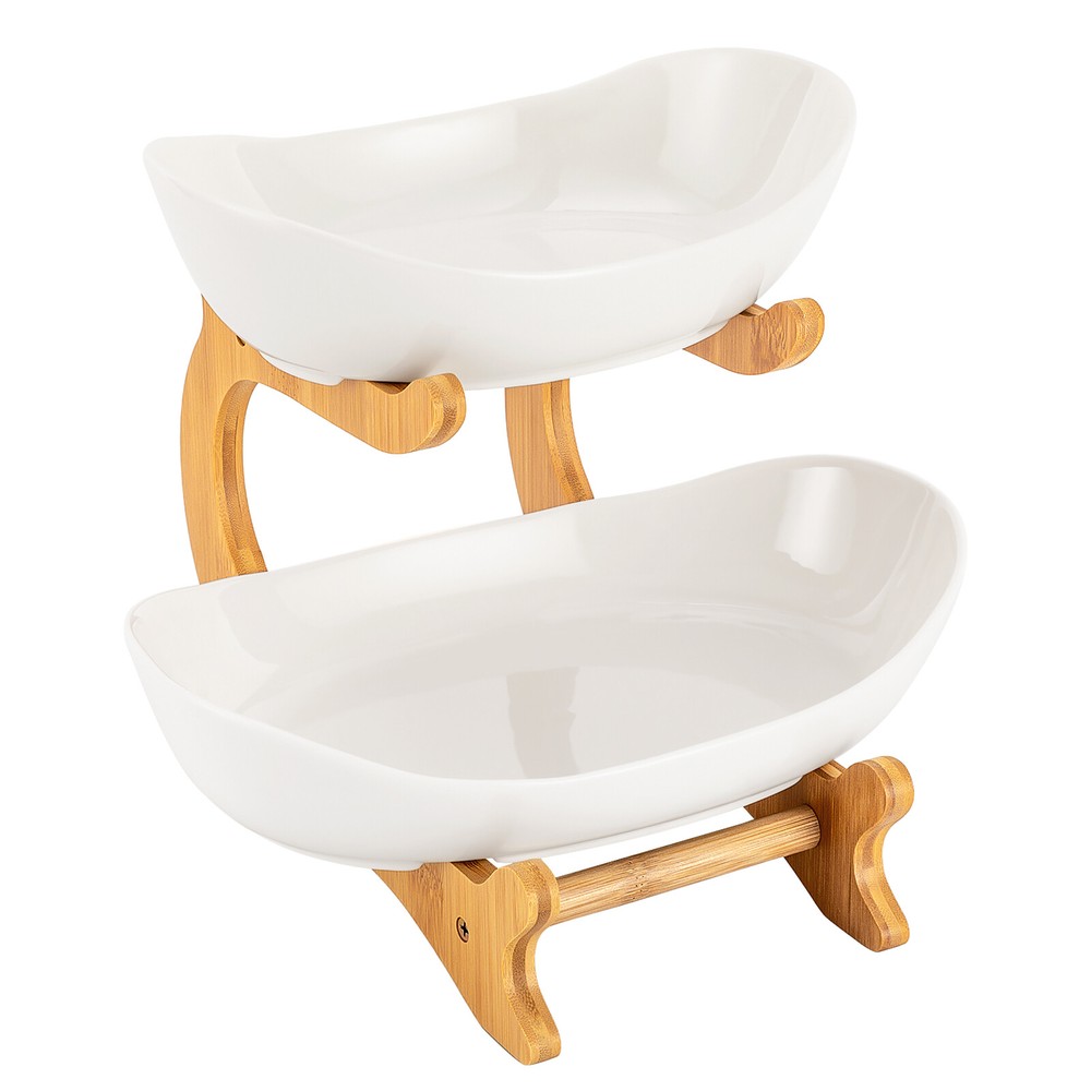 Detachable Fruit Basket Rack Ceramic Bread Vegetable Bowl Stand Fruit Holder NEW