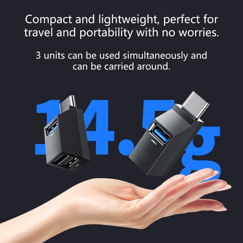 USB Type C 3 Port Splitter Adapter 5Gbps Speed Wide Compatibility