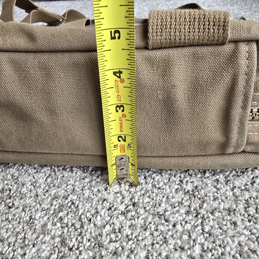 Landsend - Neutral Taupe Canvas Briefcase Messenger - Handle & Shoulder Strap