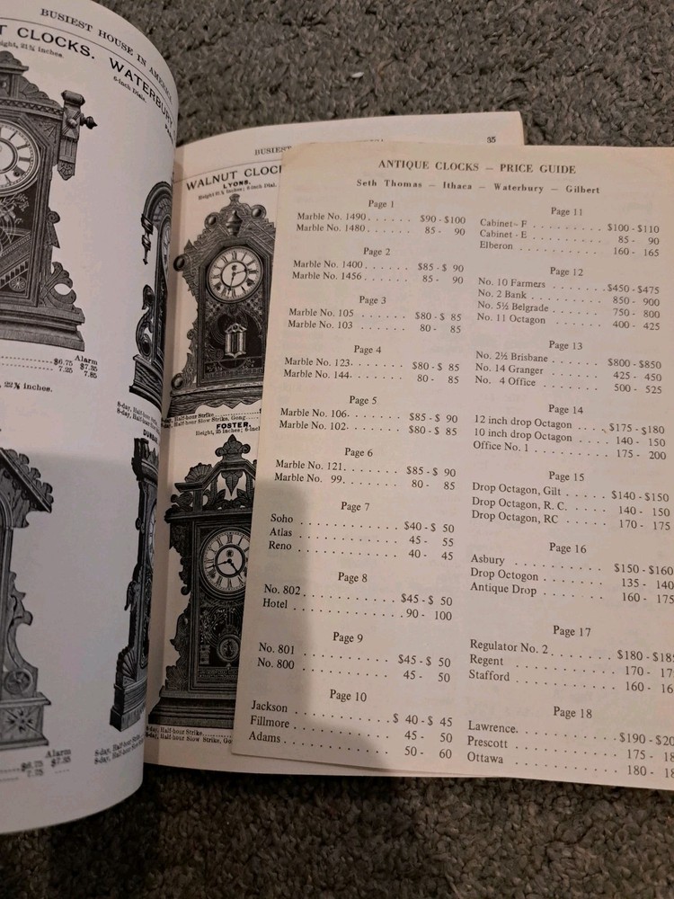 Antique Clock Catalog Facsimile Seth Thomas Ithaca Waterbury Gilbert etc.