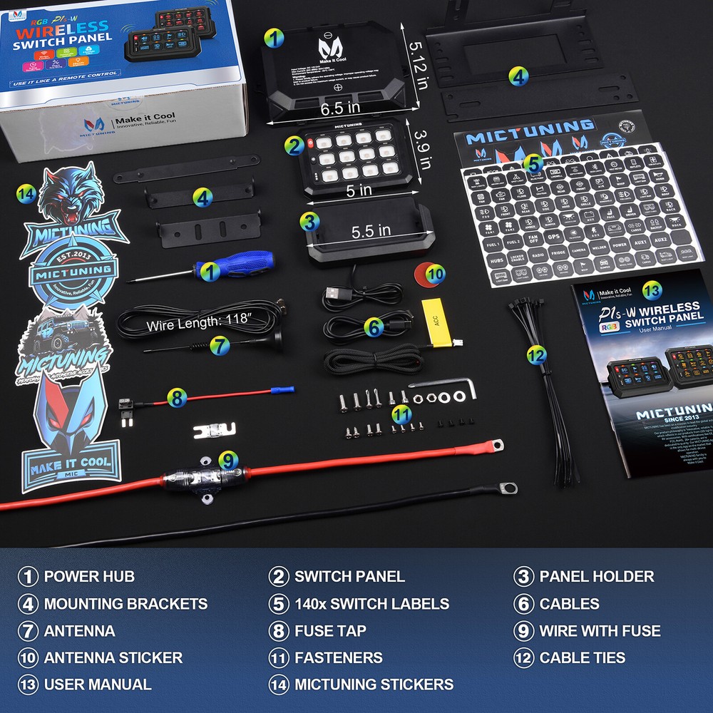 Wireless Range 328FT 8/12 Gang RGB Switch Panel LED Strobe Circuit Relay System