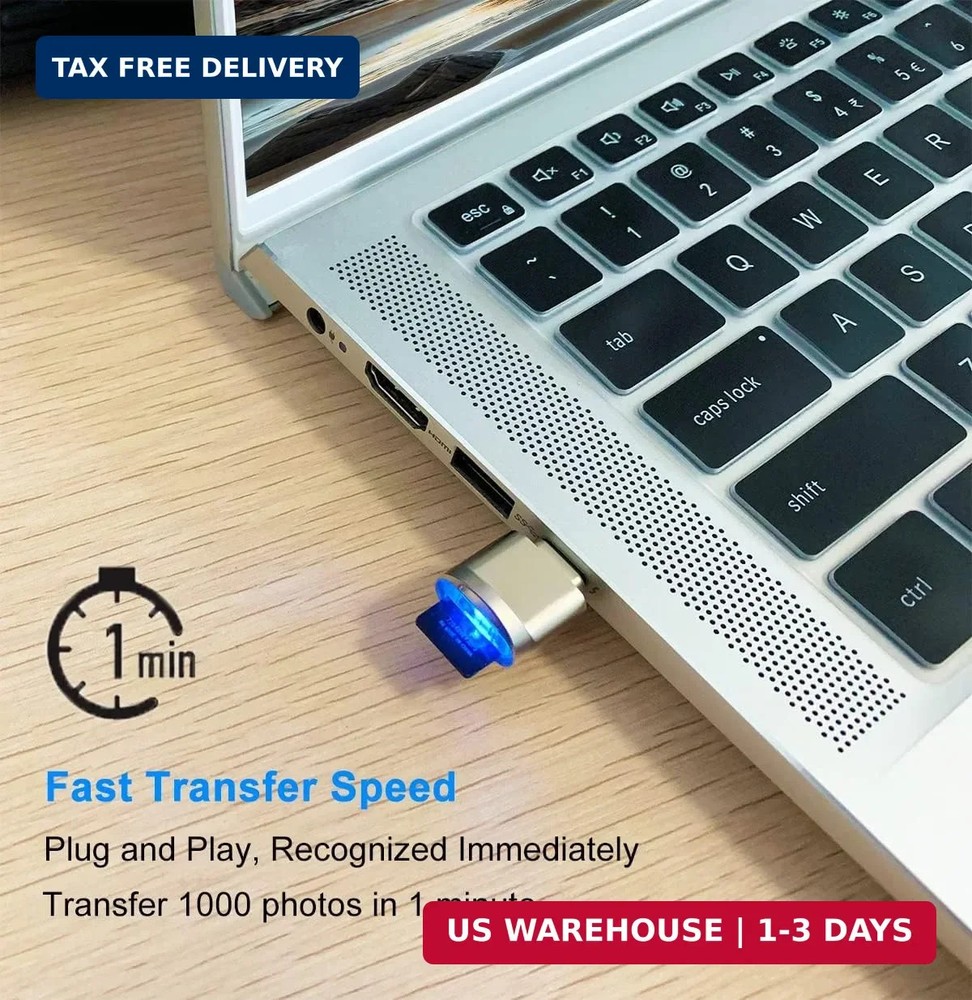 Micro SD Card Reader, USB C to SD Card Reader, Type C TF Memory Card Reader with