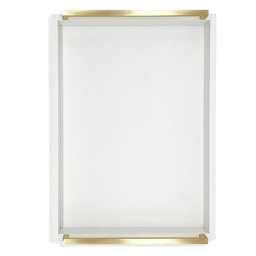 Faux Leather Rectangular Tray, 15"W x 11"L x 2"H Snow White