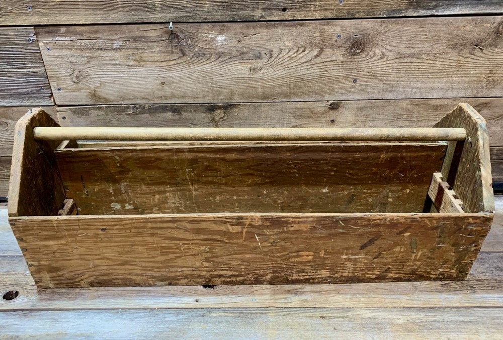 Old Pine Wood Toolbox, Carpenters Caddy, 33"