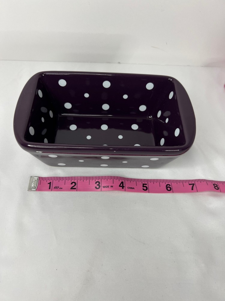 PURPLE LOAF BREAD PAN Ceramic Polka Dots Temptations