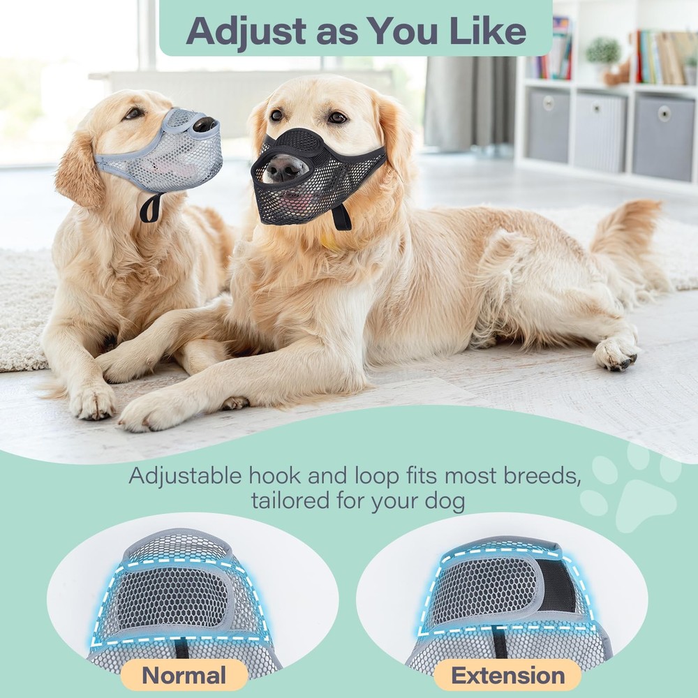 Dog Muzzle for Large Medium Small Dogs, Mesh Muzzle to Prevent Biting Chewing...