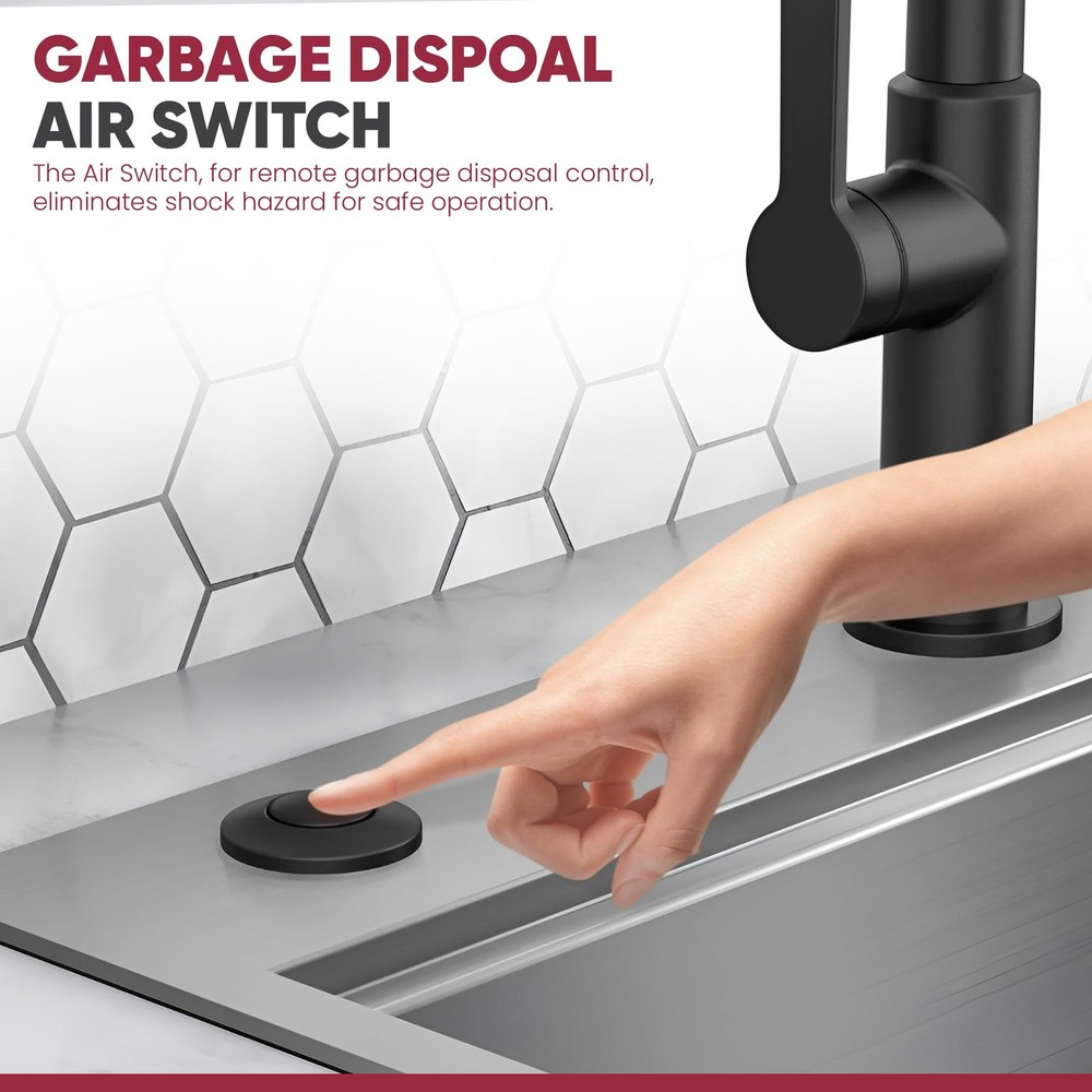 Polished Chrome Air Activated Garbage Disposal Switch Kit with Brass Button