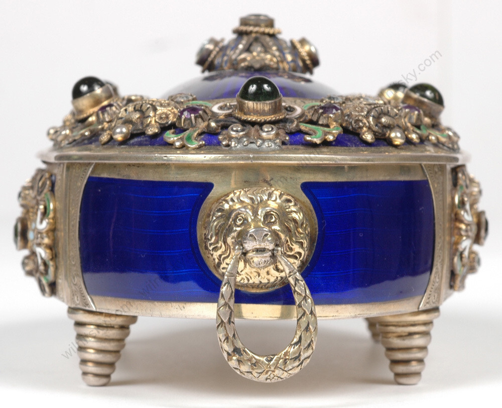 "Splendid Austrian Neorenaissance Cassette" silver, enamel, stones, 19th c.