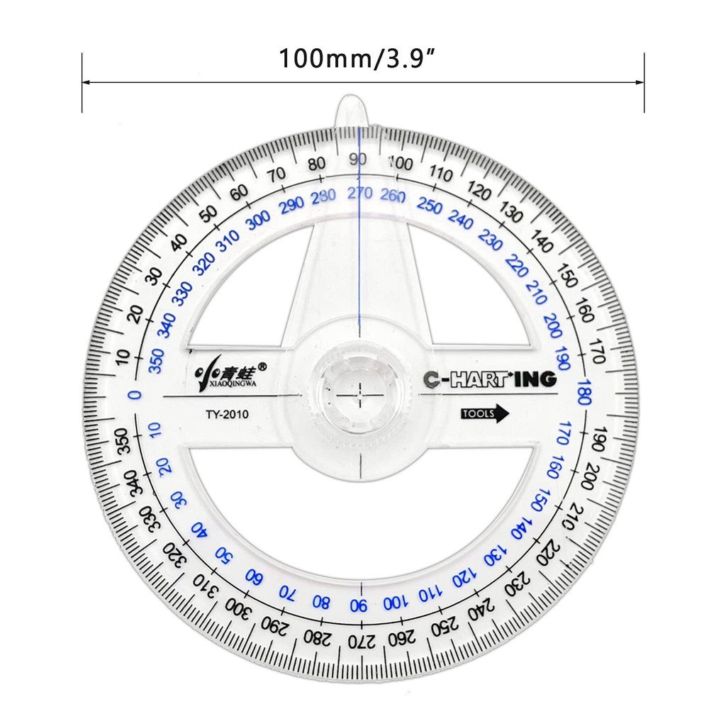 360° Protractor Pack of 5 Protactors Plastic Protractor Math Protractors Clea...