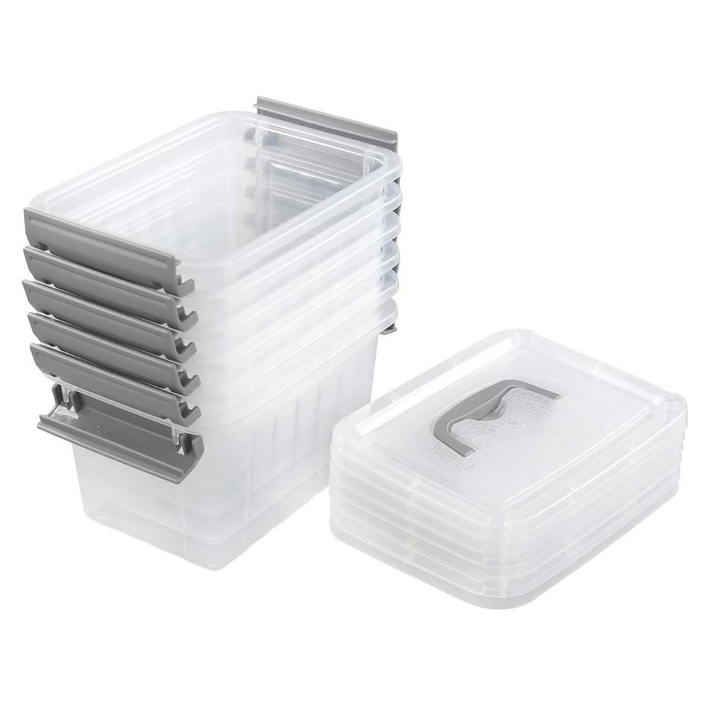 3.5 Quart Clear Storage Bins - Stackable Plastic Containers with Lids & Handles,