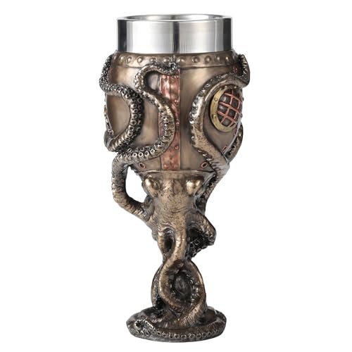 Resin Goblets Steampunk Brass Octopus Grasping Bathysphere Gobletk, Bronze