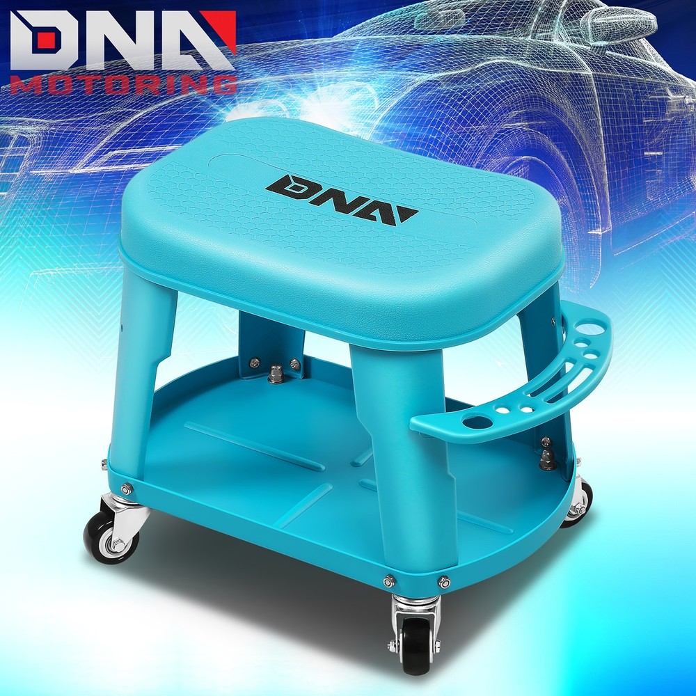 300 LBs 360-Degree Removable Workshop Tool Rolling Garage Stool Mobile Seat Blue