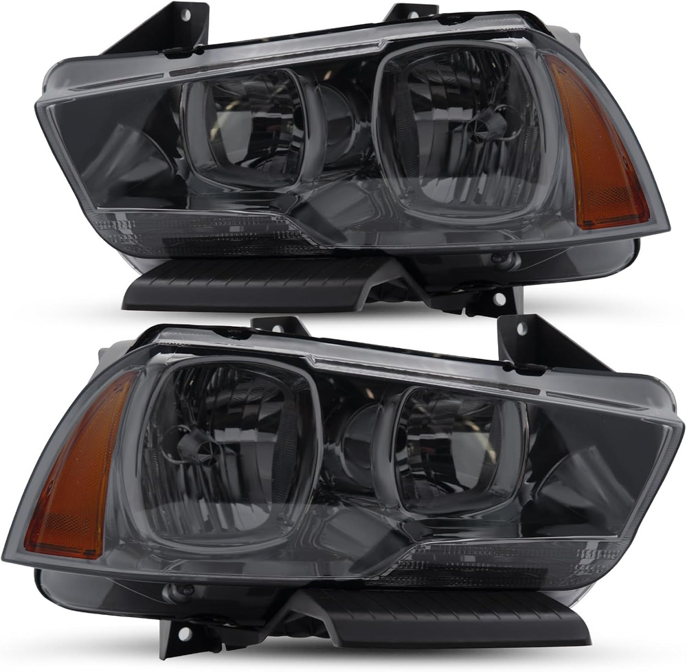 Halogen Headlight Black Smoke Assembly Replacement for 2011-2014 Dodge Charger R