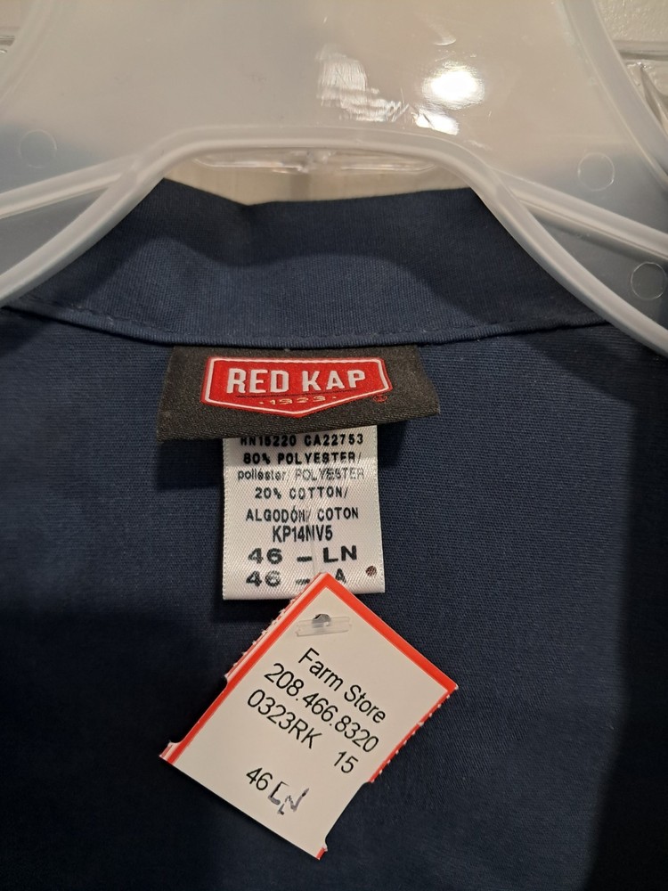 Red Kap Mens Five Button Front Lab Coat - Navy Big and Tall Extended Sizes