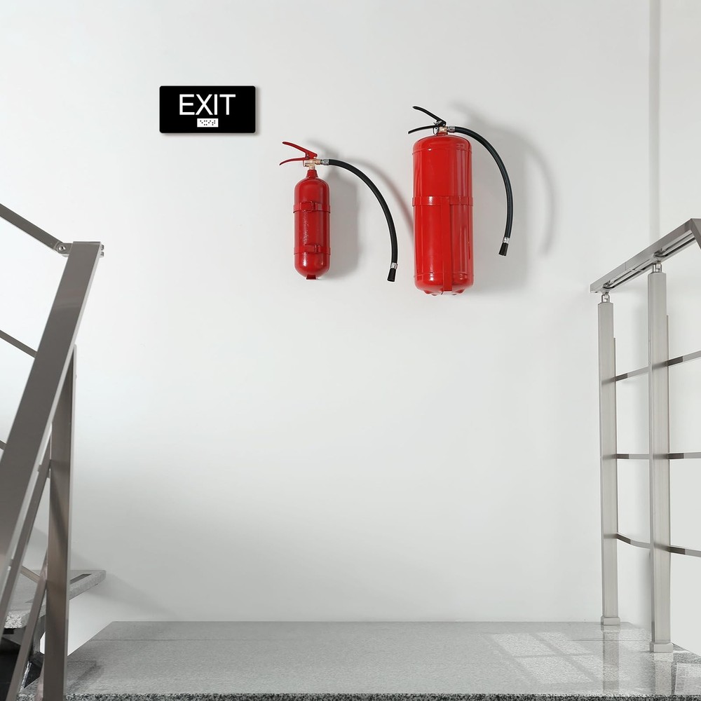 4 Pcs ADA Compliant Exit Sign with Tactile Braille 6 x 3 Inch Plastic Exit Si...