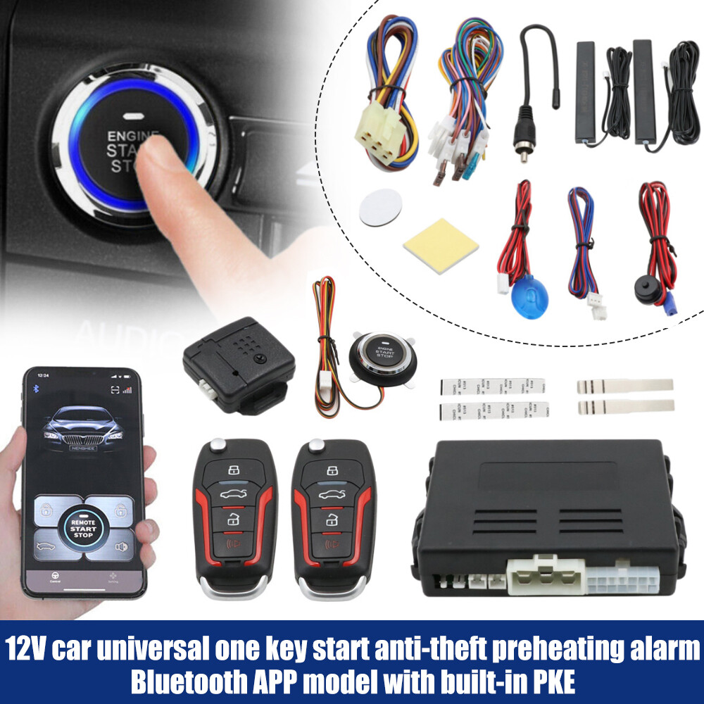 Auto Keyless Entry Engine Start Stop Alarm System Push Button Remote Auto Smart