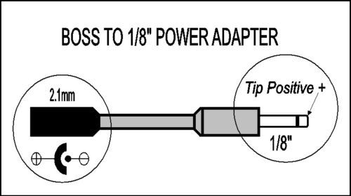 DC POWER ADAPTER CABLE 2.1mm BOSS to 1/8" Effects Pedal