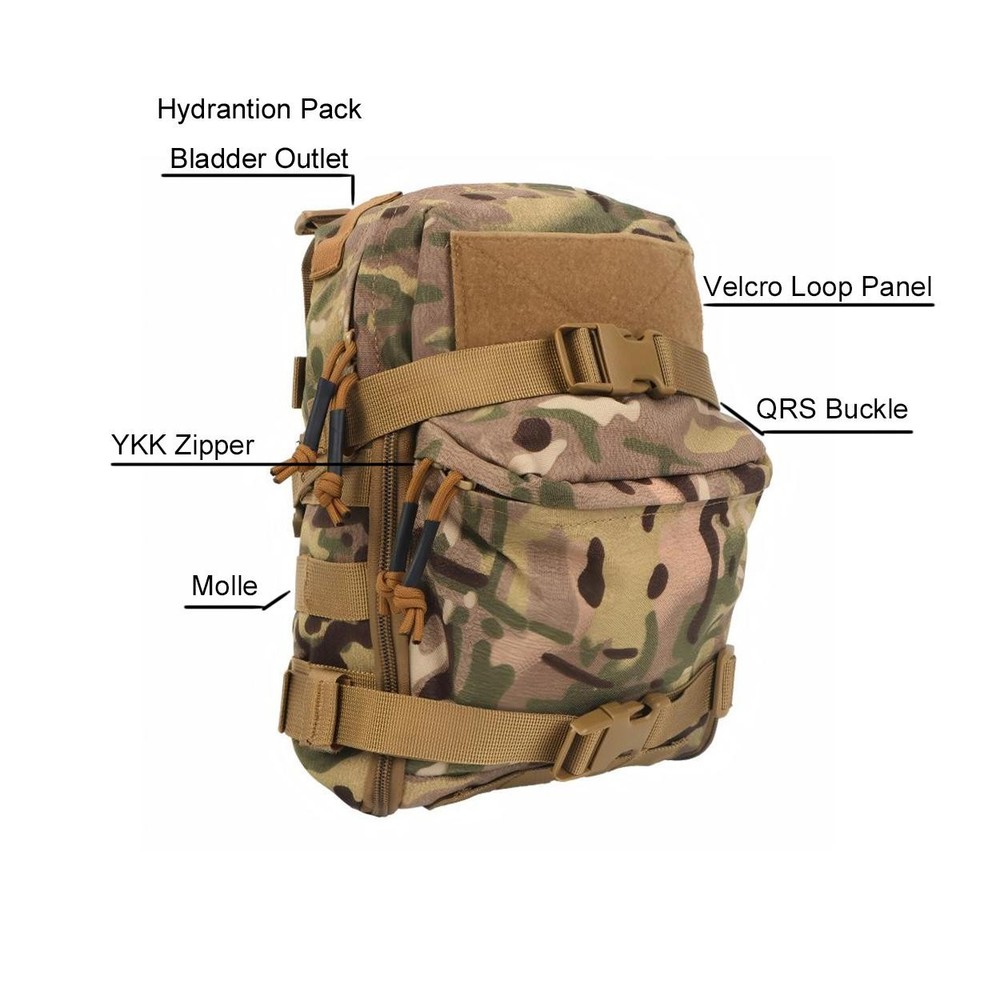 Hunting Tactical Hydration Pack Mini Back Panel Water Bag Nylon Vest Hose Molle
