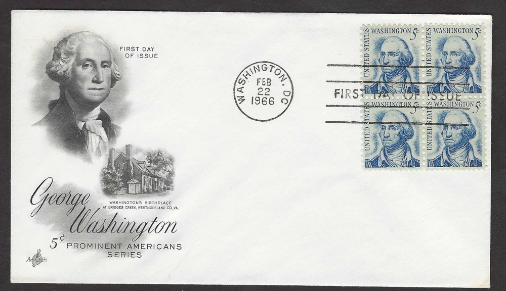 #1283 5c George Washington - ArtCraft FDCB4