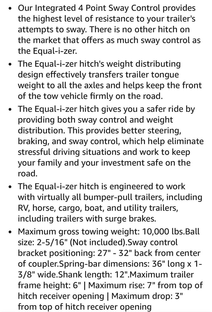 Equalizer 10k Sway Control System. New In Box. Never Used.