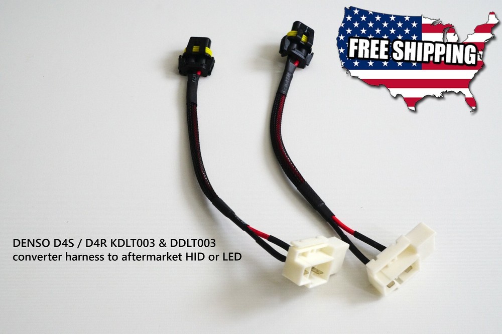 2X DENSO KOITO KDLT003 DDLT003 ballast conversion harness LED HID IS350 Prius RX