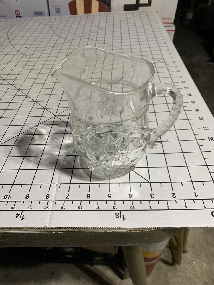 Vintage Clear Glass Small Pitcher B224