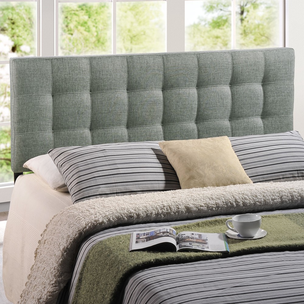 Modway Tufted Upholstered Fabric Square King Size Headboard in Gray