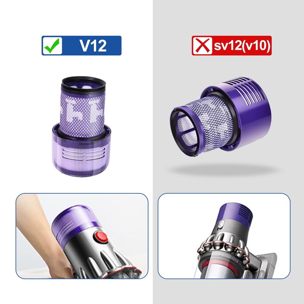 2 PACK Filter Replacement for Dyson V12 Detect Slim Cordless Vacuum and V12 Slim