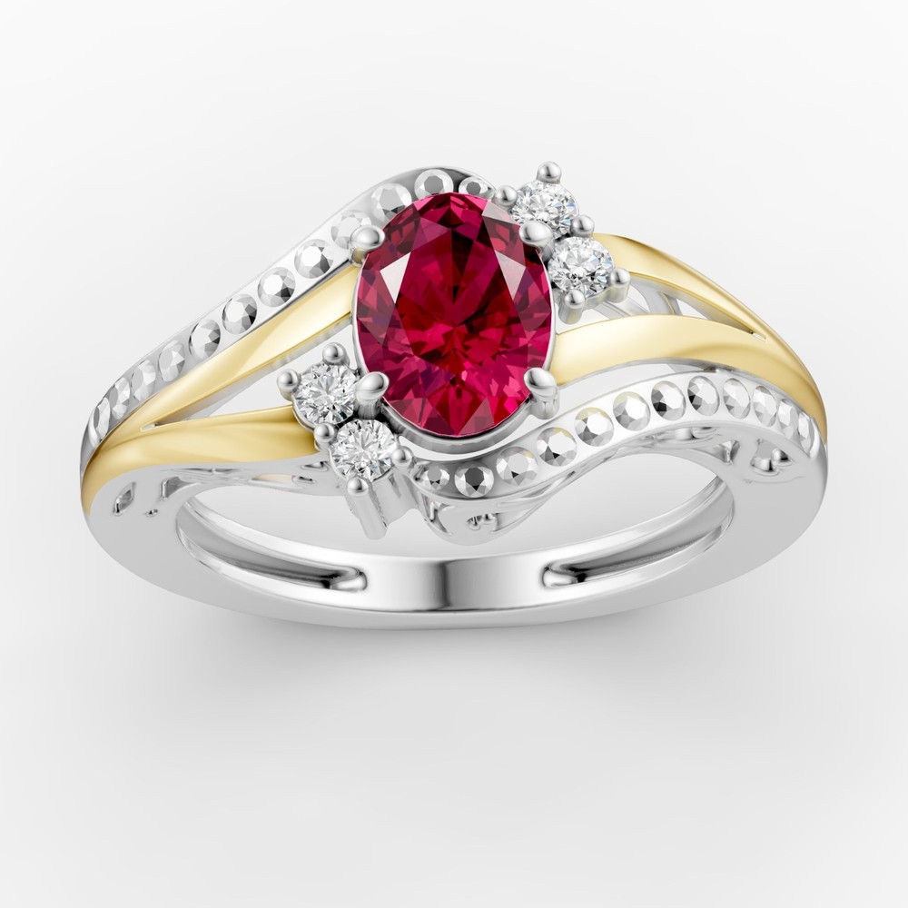 925 Silver 10K Gold Red Ruby July birthstone Ring in Sterling Silver