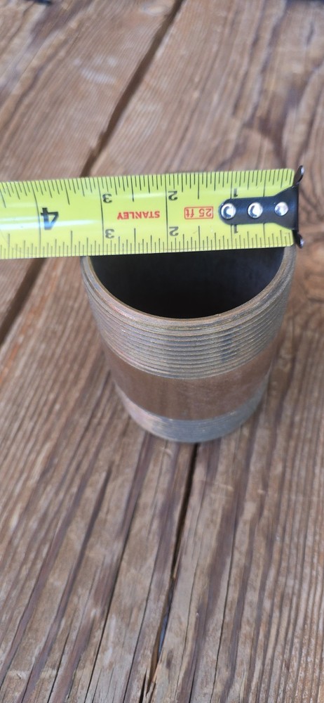 Brass Pipe 3" Diameter x 4.5" Length Threaded Metal Fitting