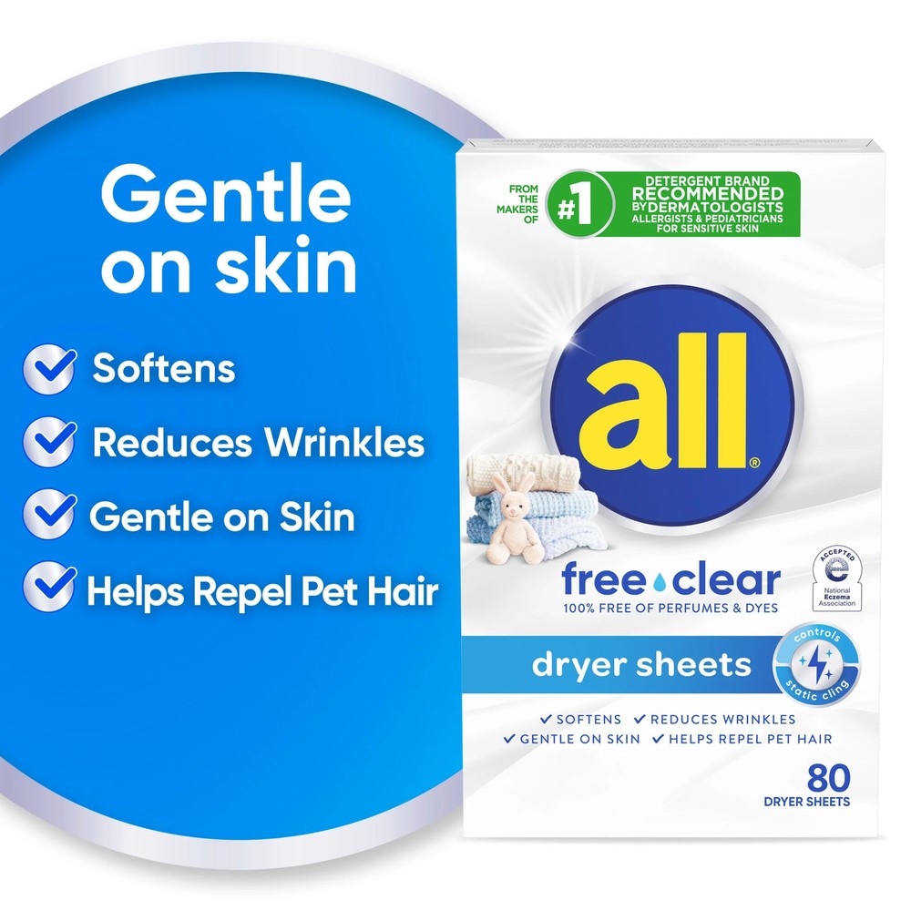 Fabric Softener Dryer Sheets Free Clear Sensitive Skin