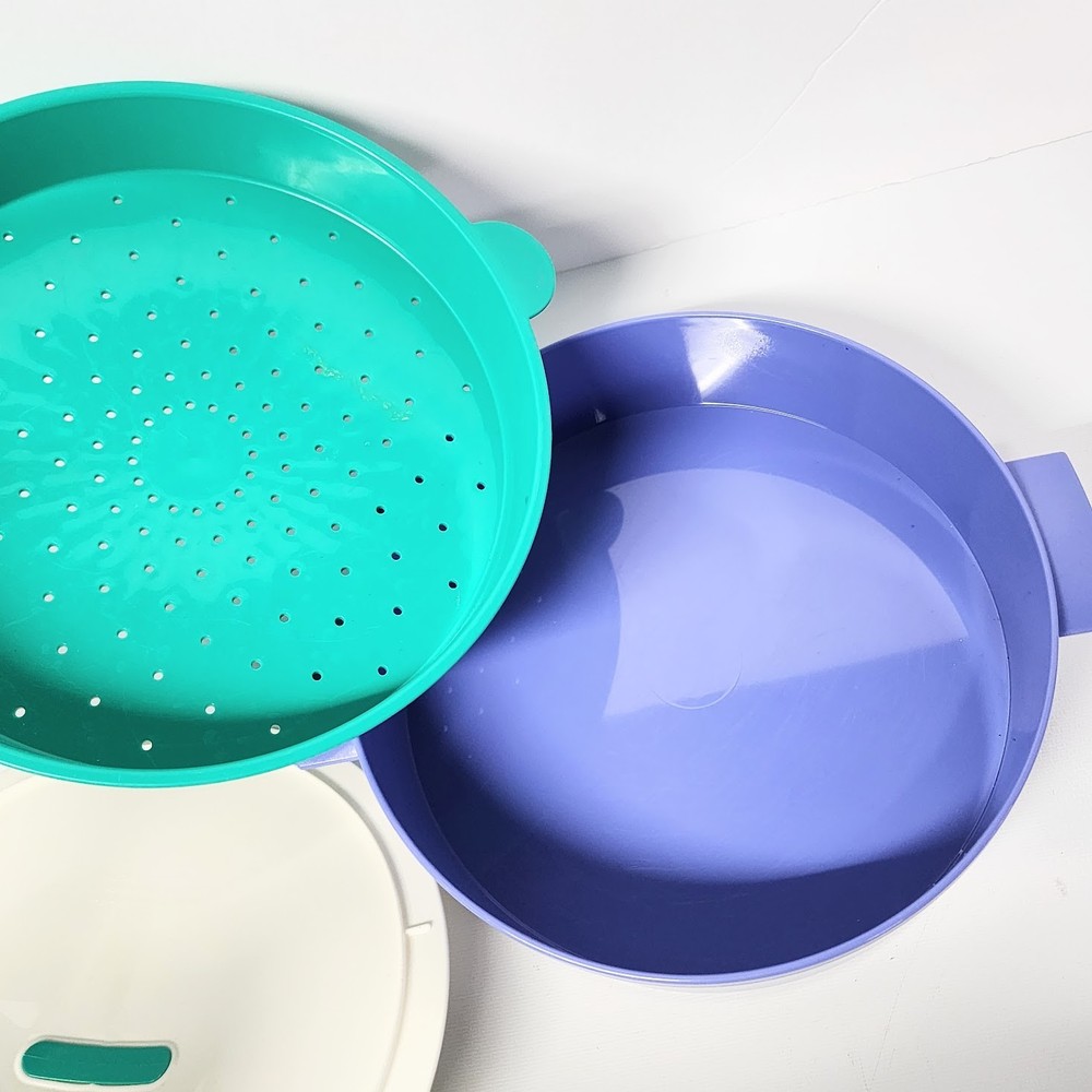 Vintage Tupperware 3pc Micro Steamer Microwavable Vegetable Cooker 3066A-2