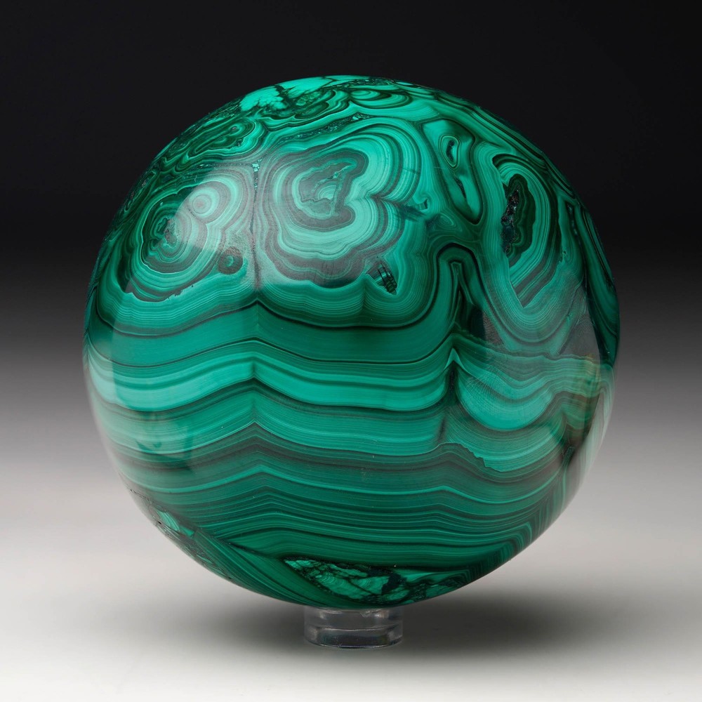 Hand-Polished Solid 3.5" Diameter Malachite Sphere // Ver. V