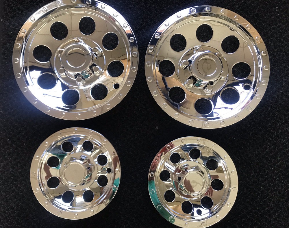 (2) 12" + (2) 8" Chrome Mower Wheel Hub Cap Rim Covers SHARP!! Phoenix USA