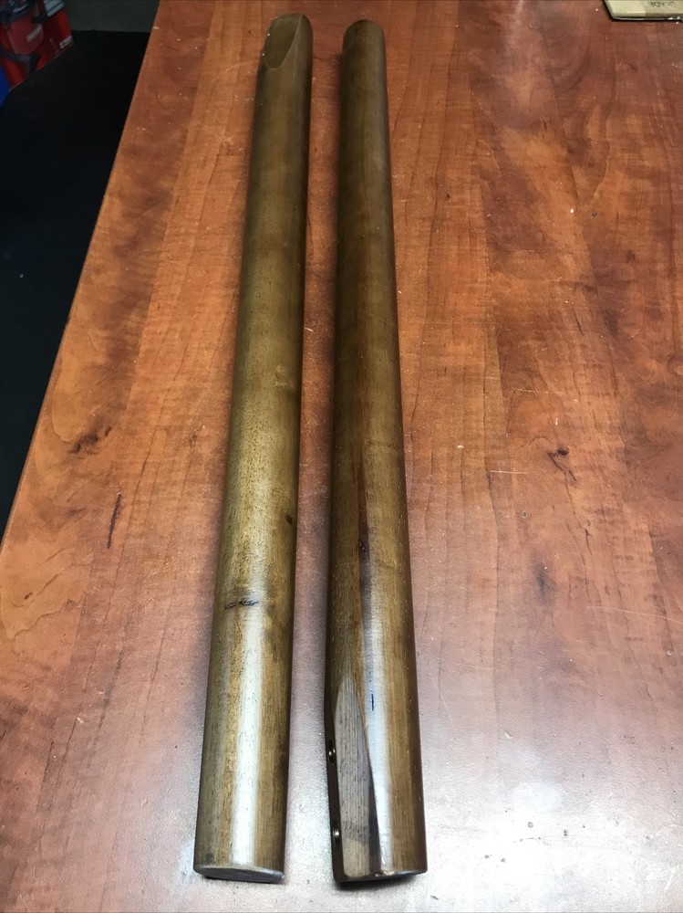 New 2x  Solid Oak Round  1-3/4” -2”  Walnut Color Dining Table Legs 28-1/2” Long