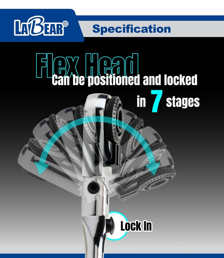 LABEAR EDC Ratchet Wrench Set – Flat End Flex Head, Screwdriver Multitool Bits
