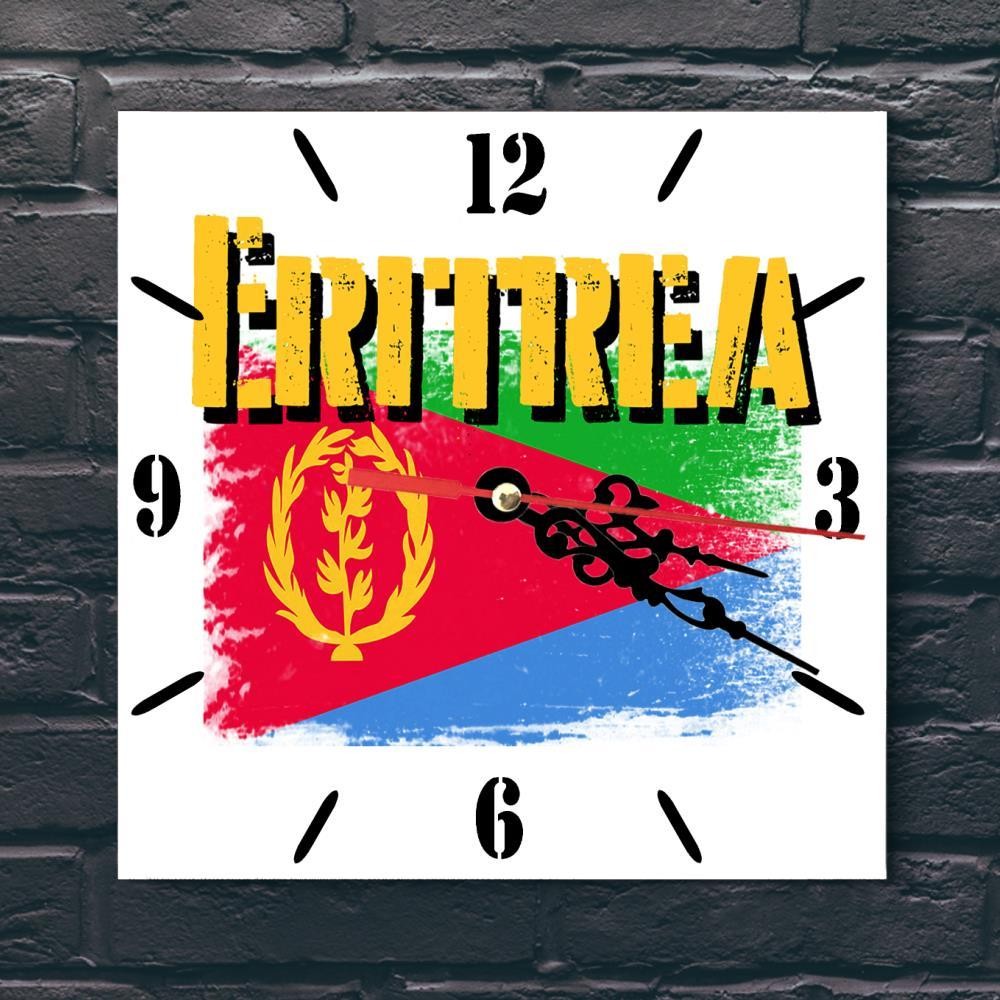 Eritrea Flag Wall clock patriots CERAMIC Tile Watch Support Décor