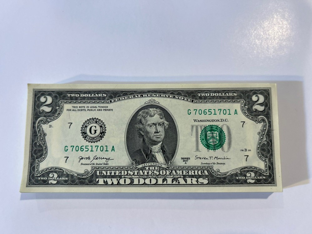 5 New Uncirculated Sequential $2 (Two) Dollar Bills Consecutive --BEP 2017 Crisp