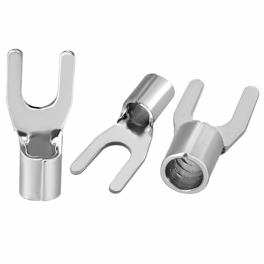 100x Fork Type Copper Non-Insulated Spade Terminals SNB3.5-4 #