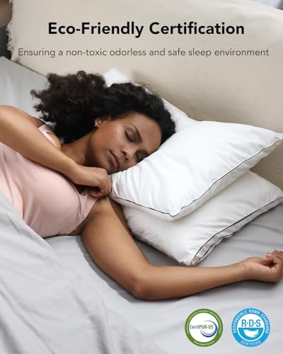 SKG Feather Adjustable Cervical Neck Bed Pillow - White