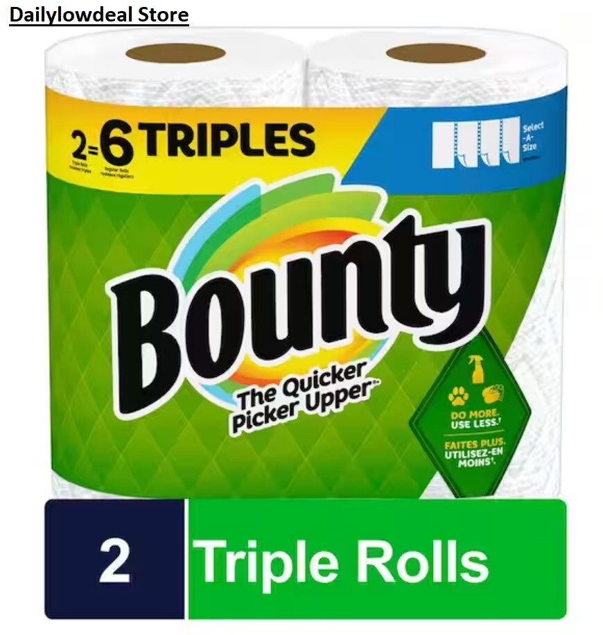 Bounty Paper Towels Select-A-Size White, 2 Triple Rolls