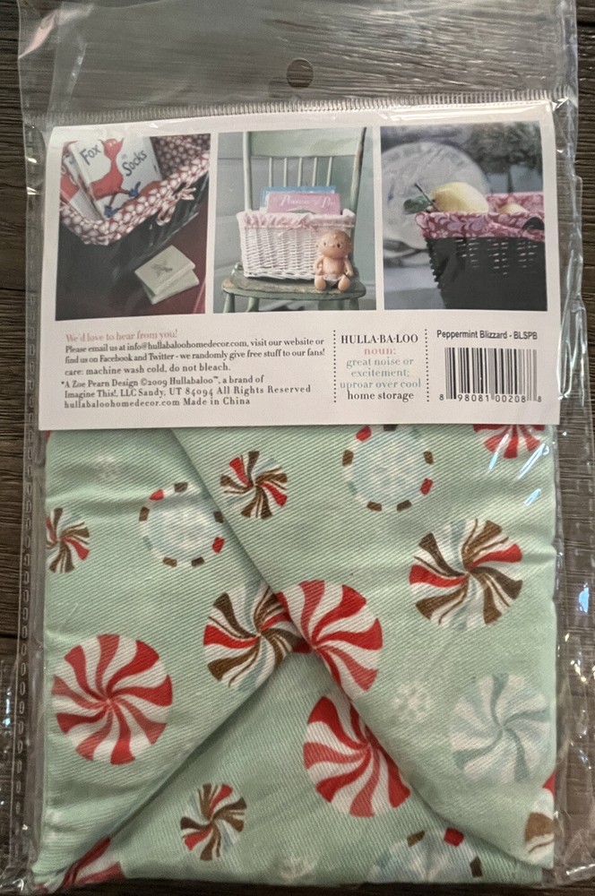 Hullabaloo Peppermint Blizzard Basket Wrap Liners 2 Medium 2 Small Stretch Xmas
