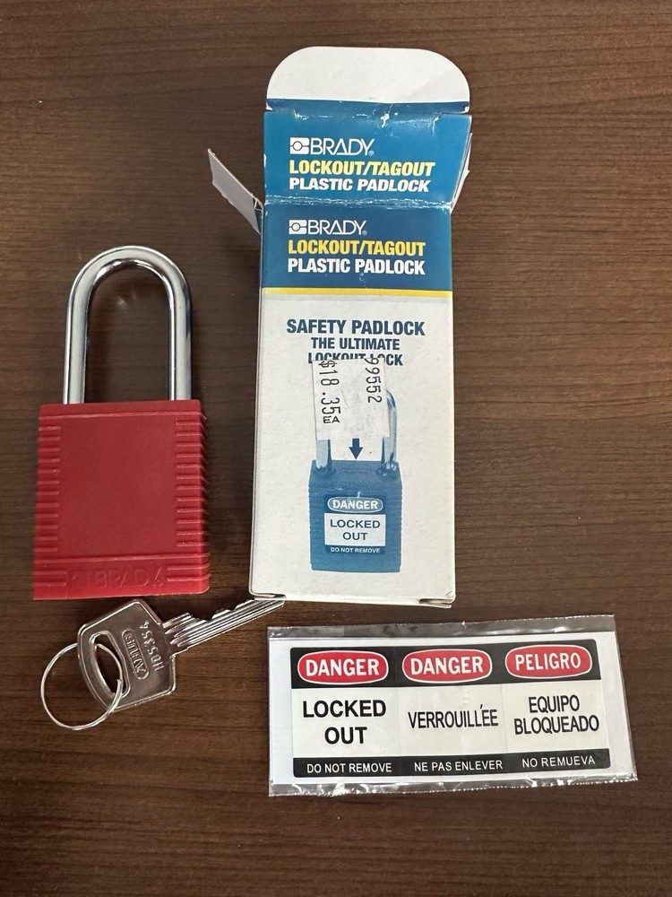 Red Brady Lockout/Tagout Plastic Padlock