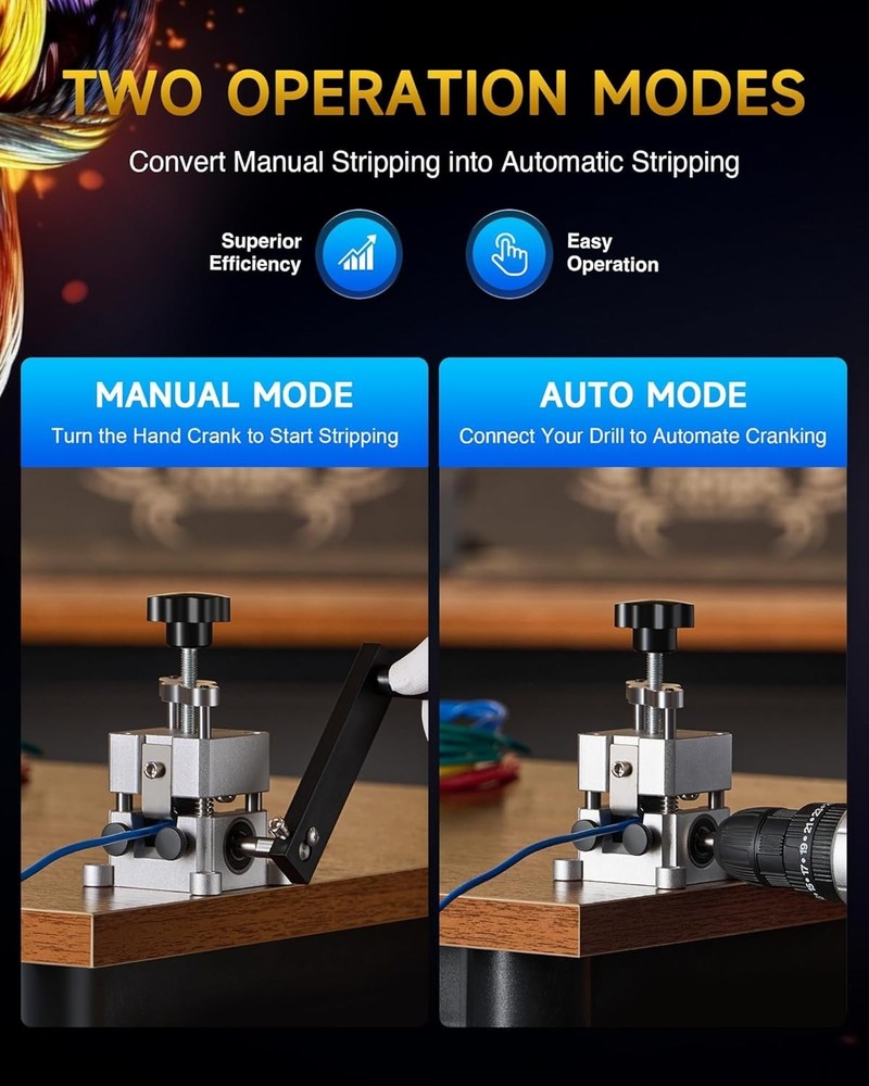 Wire Stripper Machine, 0.06"-1" Manual Wire Stripping Machine, Drill Compatib...
