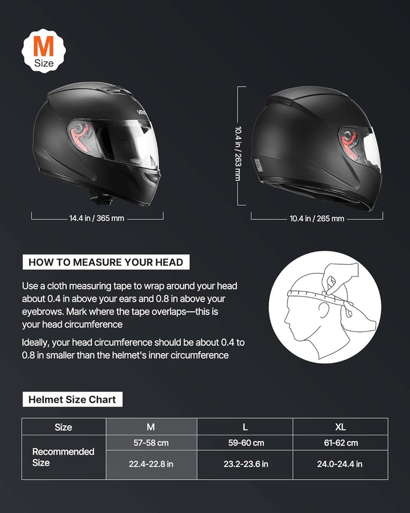 VEVOR Dual Visor Full Face Helmet DOT Street Riding 1 Pack