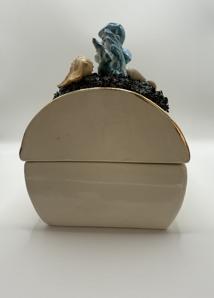 Vintage Ceramic Mermaids Sea Tissue Box