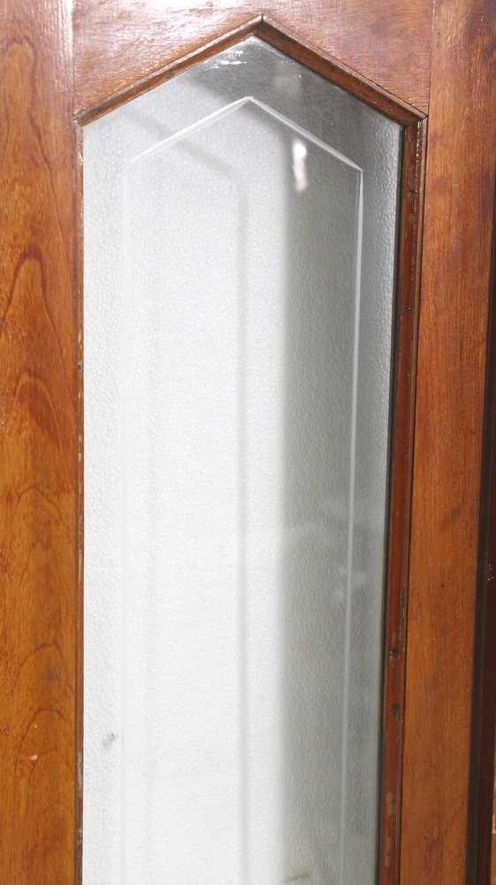 Textured Glass Transom & Etched Side Lite Wooden Window Frame